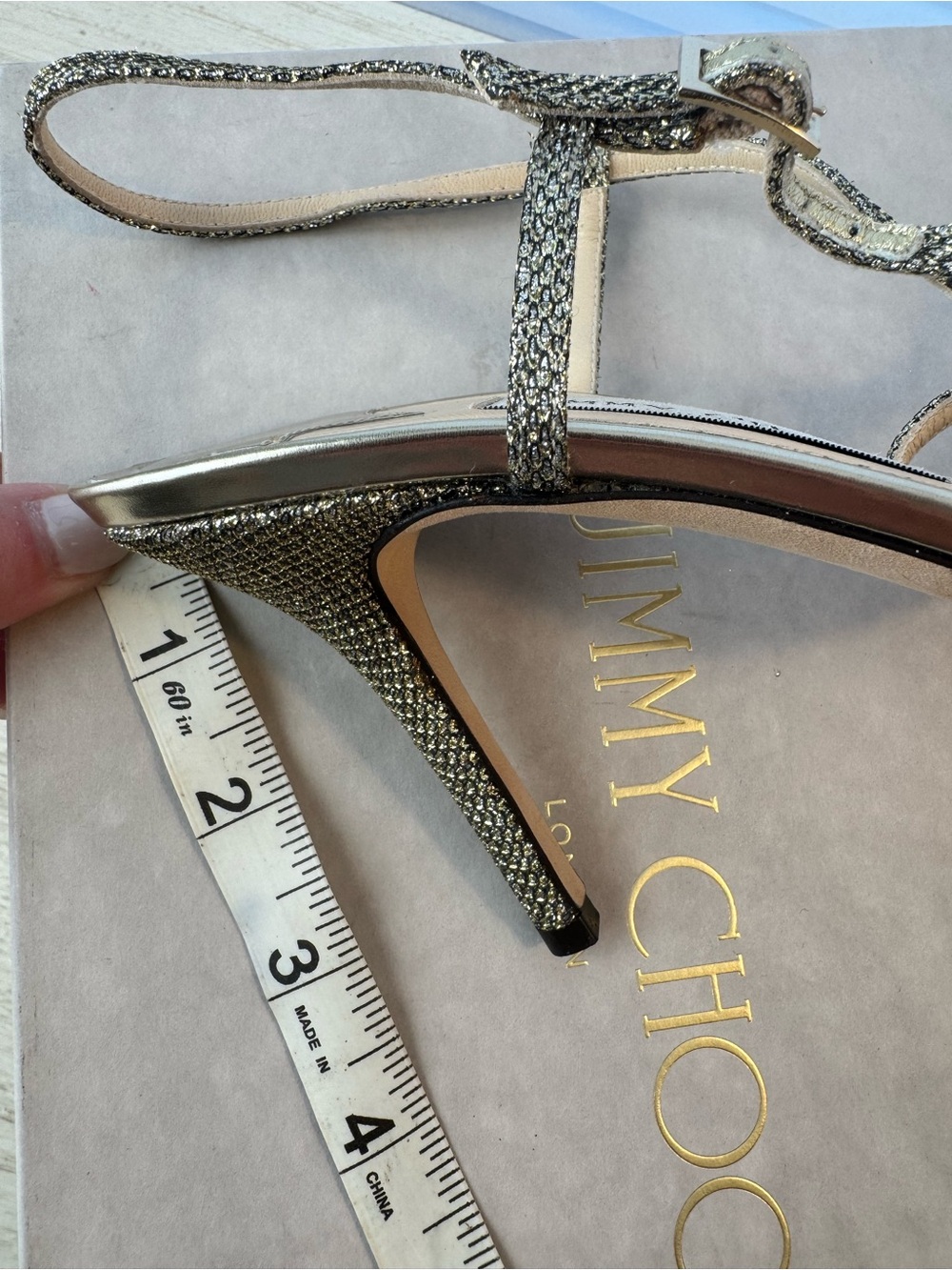 Jimmy Choo Metallic Gold Strappy Stiletto Sandals - Picture 7 of 7